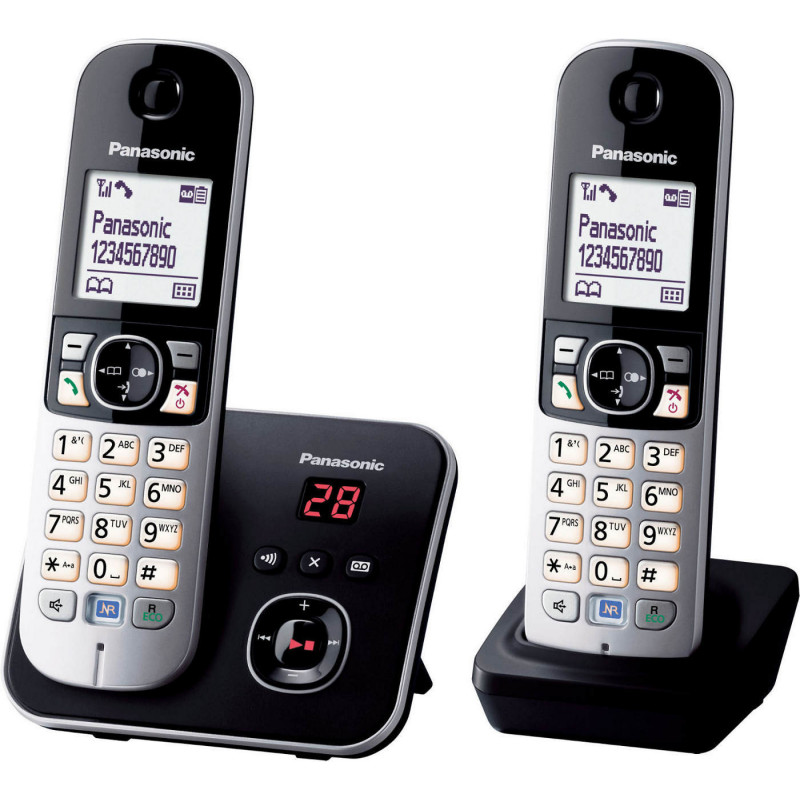 Téléphone fixe sans fil Panasonic KT-TG6822 Dect Duo Noir