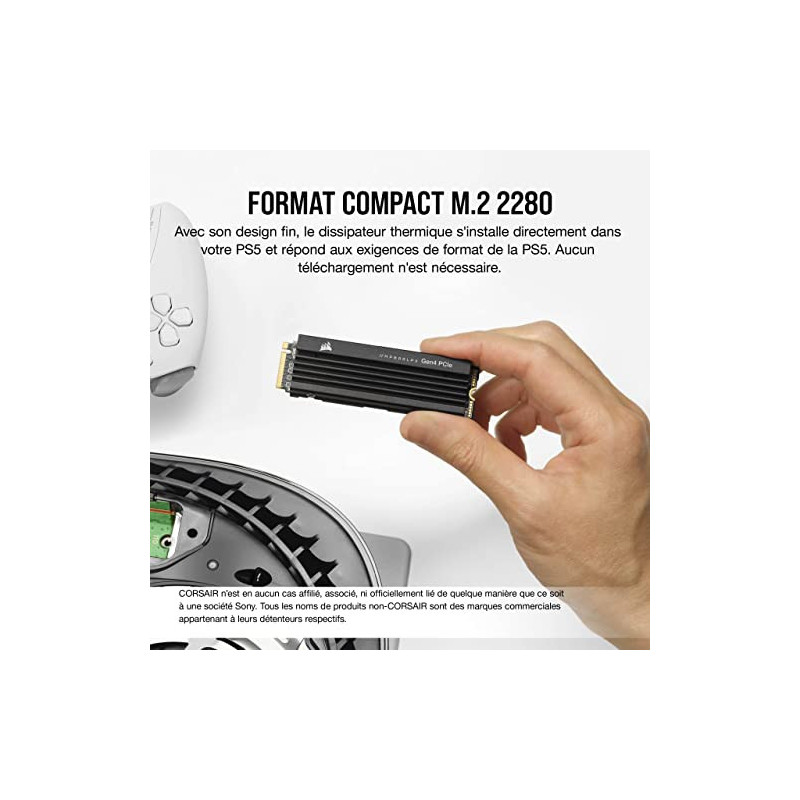 Corsair MP600 Pro LPX 1 To PCIe Gen4 x4 NVMe M.2 SSD optimisé pour
