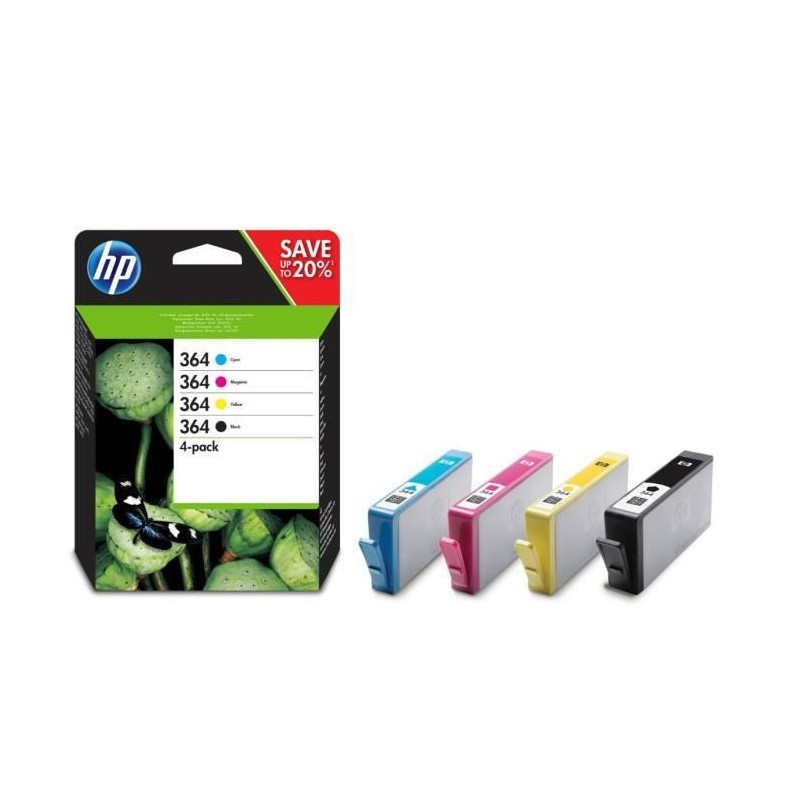 HP 364 pack de 4 cartouches d`encre noir/cyan/magenta/jaune authentiques pour HP DeskJet 3070A et HP Photosmart