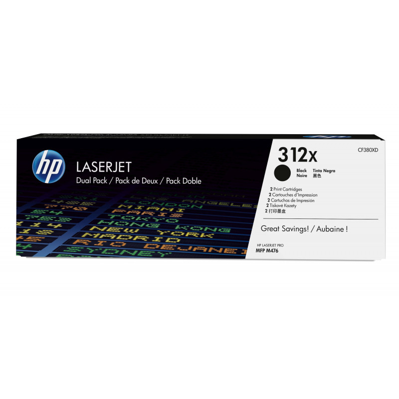 HP 312X pack de 2 toners LaserJet Noirs grande capacité authentiques