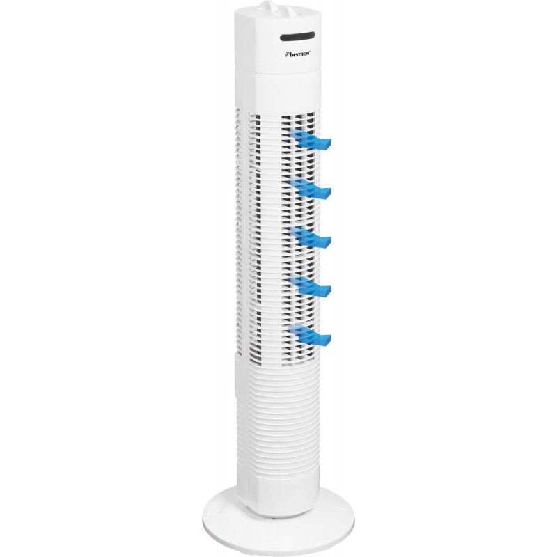 BESTRON Ventilateur colonne 75cm - minuterie 120 mn - 50W - Blanc - Débit d`air 26,25m³/min.- Vitesse de l`air