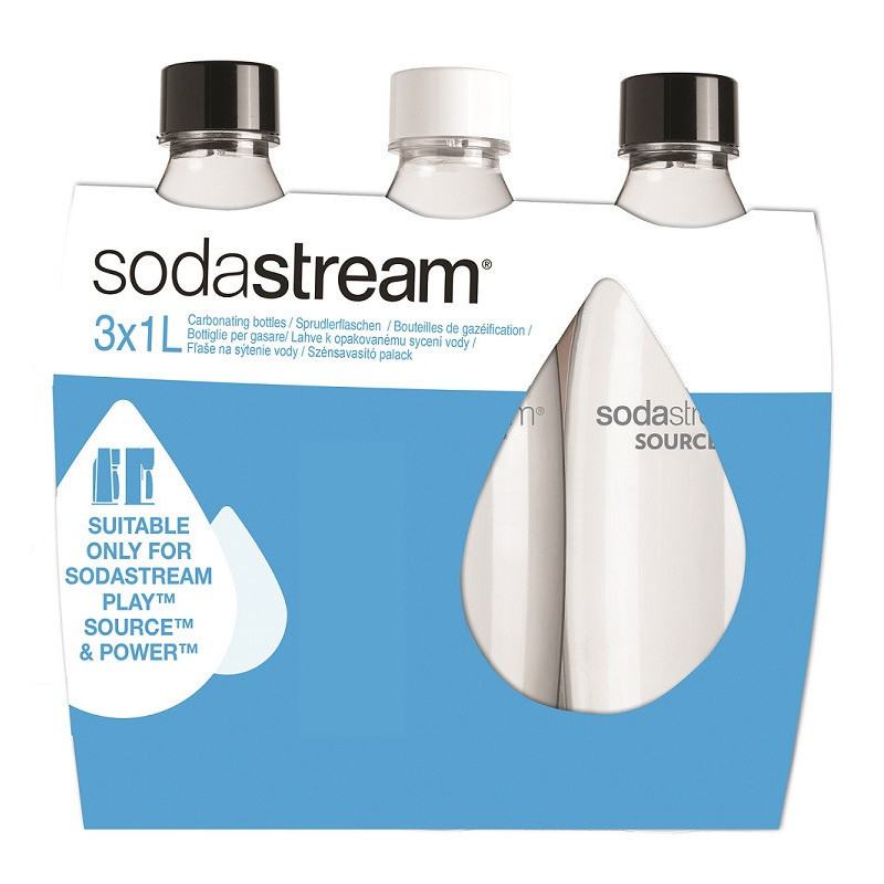 Sodastream 3000098 pack 3 bouteilles blanc/noir