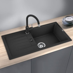 524233-BLANCO FAVUM XL, Évier encastrable en silgranit anthracite 86x44x18