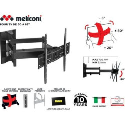 Meliconi SlimStyle Plus 600 SDRP, Support Mural pantographe pour téléviseurs à écran Plat 50`-82`, réglable