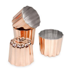 Lot de 4 moules à cannelés 4.5 cm en cuivre