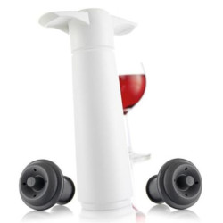 Coffret Pompe à vin + 2 bouchons - Classic Blanc