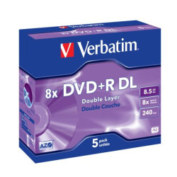 DVDR Verbatim 8,5GB 5pcs Pack double 8x JewelCase silver retail