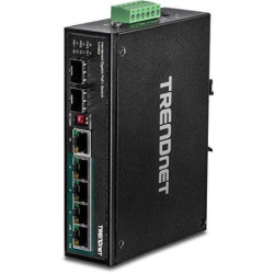 TRENDnet TI-PG62 Commutateur sur rail DIN Gigabit PoE+ industriel renforcé à 6 ports,...