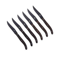 LAGUIOLE - LAGUIOLE Coffret de 6 Couteaux à Steak - Bois Wengé - Lame Noire - Acier i...
