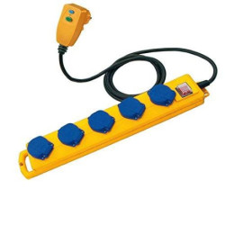 Brennenstuhl 1159900805 Super-Solid SL 544 D FI Bloc multiprise IP54 5 prises Jaune/bleu