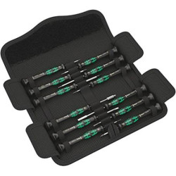 Wera 05073677001 Jeu de tournevis électronicien Kraftform Micro, 12 Pièces, Noir