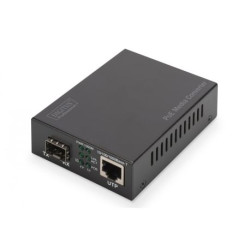 DIGITUS Convertisseur de médias PoE at SFP 10/100/1000Base-T vers Fente SFP Ouverte PSU Inclus 30 W PoE sans