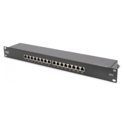 DIGITUS Panneau de brassage - 19` - Cat-6-16 ports RJ45 - Blindé - Champ de brassage LSA - Montage en rack 1HE -