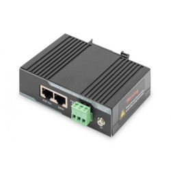 DIGITUS Injecteur PoE+ - IEEE802.3at - Gigabit Ethernet - Rail DIN - Bornier DC - Mode PoE A & Mode B