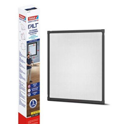 tesa Insect Stop Cadre Pliable en Aluminium - Moustiquaire Télescopique pour Fenêtres avec Cadre en Aluminium -