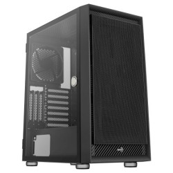 Aerocool GRAPHITEV1, Boîtier PC ATX, verre trempé, panneau frontal en maille, Noir