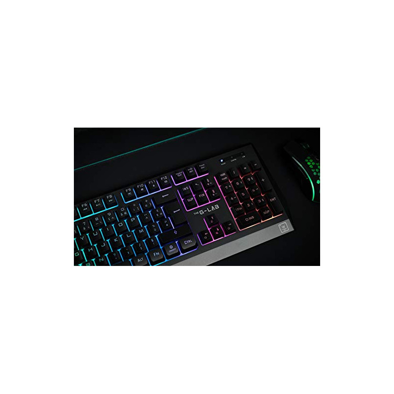 Pack Gaming Clavier + Souris Sans Fil The G-Lab Combo Tungsten RVB Noir