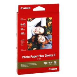 Canon 2311B003 Fotopapier Plus II PP-201, glänzend, 50 Blatt, 275 g/m² 10x15cm