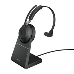 Jabra Evolve2 65 Casque PC sans Fil avec Station de Charge - Casque Mono Certifié UC Anti-bruit avec Batterie