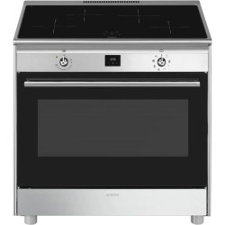 Smeg CG90CIXT Cuisinière à induction 4 feux avec four électrique 90 x 60 cm Classe énergétique A