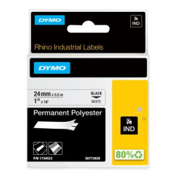 Dymo Rhino 6000+ Perm. Polyester 24 mm x 5,5 m schwarz auf t