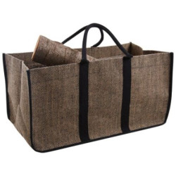 Sac à bûches 65cm en jute motif chevrons
