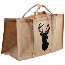Sac à bûches jute naturel + cerf