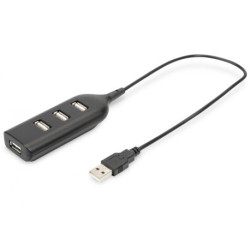 DIGITUS USB-Hub 4-Port 2.0- 4xA2.0 integr. Kabel schwarz