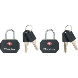 MASTER LOCK TSA Vorhängeschlösser Schwarz, 4x3x2,2cm,2Stk