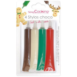 Lot de 4 stylos chocolat Noël