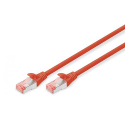 DIGITUS Patchkabel Cat6 SFTP 2xRJ45 0.5m rot Hebelschutz Polybeutel