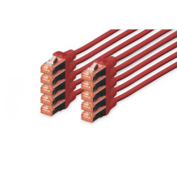 DIGITUS CAT 6 SFTP Patchkabel, 10 Stück, 3m, rot