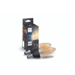Ampoules connectées Philips Hue Pack de 2 ampoules White Ambiance 4.9W Filament flamme E14