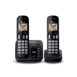 PANASONIC téléphone Fixe Sans fil DECT duo noir avec répondeur - KX-TGC22FRB